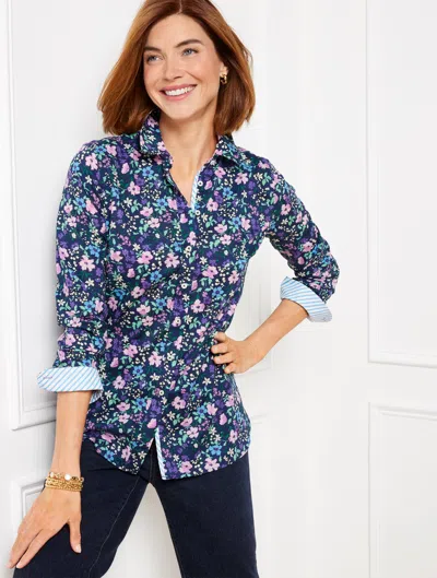 Talbots Plus Size - Modern Classic Shirt - Secret Garden - Ink - 3x - 100% Cotton