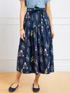 Talbots Misses - Modern Poplin Flounce Midi Skirt - Floral Radiance - Ink - Xl  In Ink