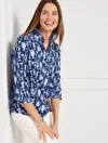 Talbots Petite - Non-iron Perfect Shirt - Antique Vases - Ink/capri Blue - 10  In Ink,capri Blue