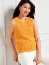 Talbots Open Stitch Tank Top - Bright Marigold - 3x  In Bright Marigold