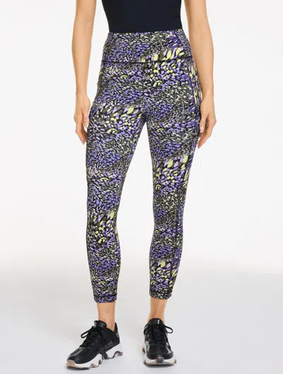 Talbots Petite - Performance Compression Capri Leggings - Colorful Meadows - Black/sagebrush - Large