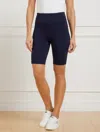 Talbots Petite - Performance Interlock High Waist Bike Shorts - 9" - Blue - Xl  In Blue