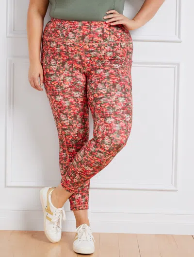 Talbots Performance Interlock Leggings - Textured Dots - Sunlit Coral - 2x