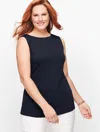 Talbots Pima Bateau-neck Tank Top - Blue - 1x