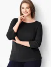 Talbots Cotton Bateau Neck T-shirt - Black - 2x