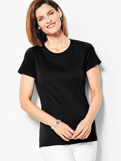 Talbots Petite - Pima Cotton Crewneck T-shirt - Black - Small