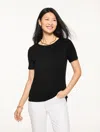 Talbots Petite - Pima Cotton Crewneck T-shirt - Black - Xl