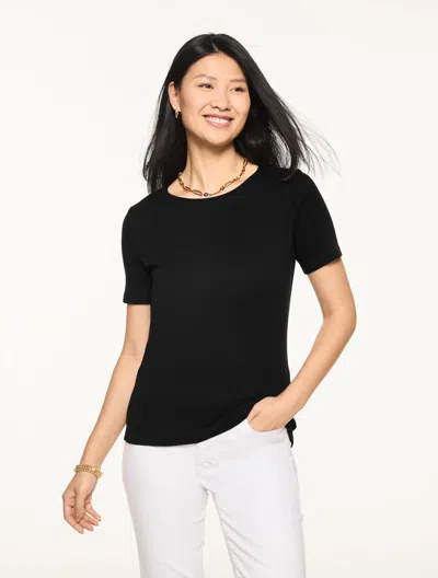Talbots Petite - Pima Cotton Crewneck T-shirt - Black - Xl