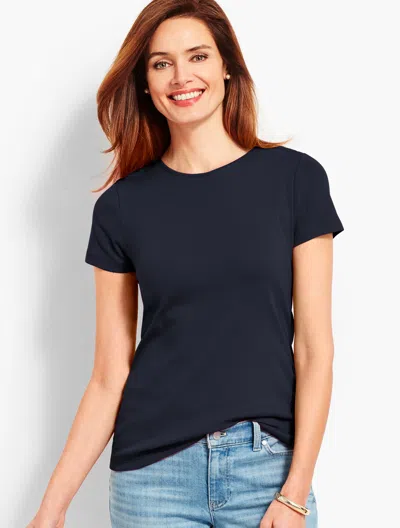 Talbots Petite - Pima Cotton Crewneck T-shirt - Indigo - Medium