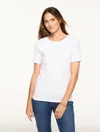 Talbots Petite - Pima Cotton Crewneck T-shirt - White - Medium  In White