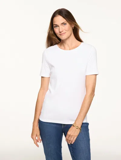 Talbots Petite - Pima Cotton Crewneck T-shirt - White - Medium