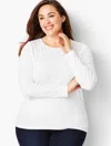 Talbots Plus Size - Long-sleeve Crewneck T-shirt Solid - White - 2x