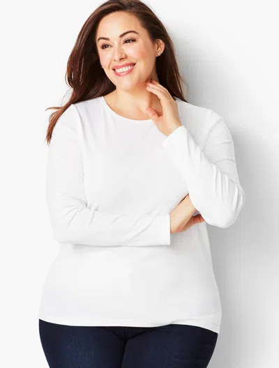 Talbots Plus Size - Long-sleeve Crewneck T-shirt Solid - White - 2x