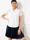 Talbots Plus Size - Piquã© Short Sleeve Polo - Tennis Racket - White - 3x  In White