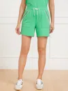 Talbots Petite - Piqué Shorts - Contrast Stripe - Light Jade - Xl