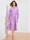 Talbots Petite - Placed Eyelet Fit & Flare Shirtdress - Wisteria Purple - 12 - 100% Cotton  In Wisteria Purple