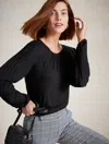 Talbots Pleated Sleeve Crewneck Top - Lakeshore Blue - 2x  In Lakeshore Blue