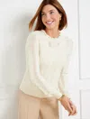 Talbots Petite - Pointelle Ruffle Mockneck Sweater - Ivory - Large