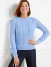Talbots Petite - Pointelle Ruffle Mockneck Sweater - Vista Blue - Xl