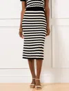 Talbots Plus Size - Pointelle Stripe Sweater Skirt - Ivory/black - 3x  In Ivory,black