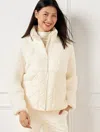 Talbots Quilted Sherpa Mixed Media Jacket - Ivory - Xl  In Ivory