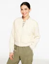 Talbots Petite - Quilted Sweater Bomber - Ivory - Medium  In Neutral
