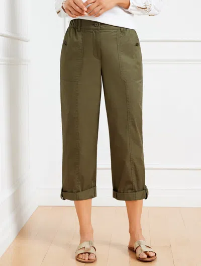 Talbots Relaxed Crop Pants - Burnt Olive - Medium - 100% Cotton  In Burnt Olive