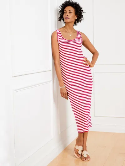 Talbots Rib Midi Dress - Park Stripe - Bright Apple/white - Large  In Bright Apple,white