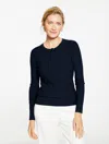 Talbots Petite - Ribbed Henley Pullover Sweater - Indigo - Xl  In Blue