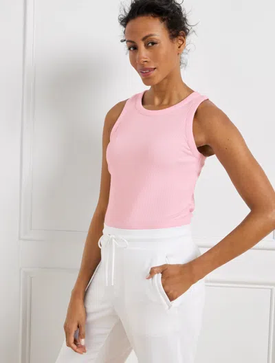 Talbots Petite - Ribbed Racerback Sleeveless Tank Top - Pink Dogwood - 2xs