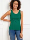 Talbots Petite - Ribbed Sleeveless Tank Top - Lush Green - Small