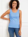 Talbots Petite - Ribbed Sleeveless Tank Top - Vista Blue - Large