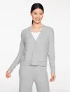 Talbots Petite - Ribbed V-neck Cardigan Sweater - Grey Sky Heather - Large  In Gray