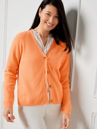 Talbots Ribbed V-neck Cardigan Sweater - Somerset Peach - 3x
