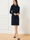 Talbots Petite - Foldover Collar Knit Shift Dress - Blue - Xl - 100% Cotton  In Blue
