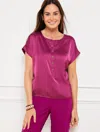 Talbots Petite - Satin Popover Shirt - Plumrose - Xl