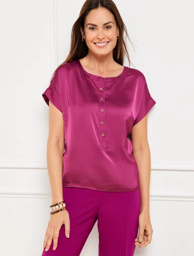 Talbots Petite - Satin Popover Shirt - Plumrose - Xl  In Plumrose