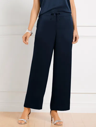 Talbots Petite - Satin Wide Leg Pants - Blue - Medium