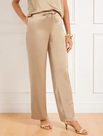 Talbots Petite - Satin Wide Leg Pants - Warm Sand - Large