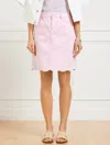 Talbots Petite - Scallop Hem Denim A-line Skirt - Light Lilac - 14  In Light Lilac