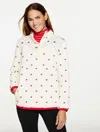 Talbots Petite - Sherpa Mockneck Pullover Sweater - Diamond Fair Isle - Ivory - Large  In White