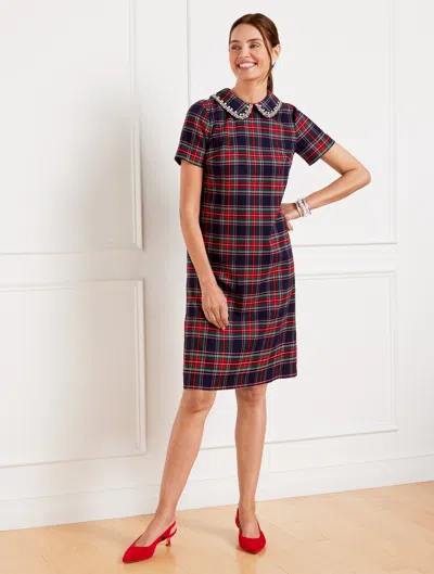 Talbots Petite - Shift Dress - Dashing Plaid - Blue - 14