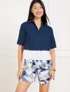 Talbots Petite - Short Popover Shirt - Dip-dye - Navy Blue/white - Xl
