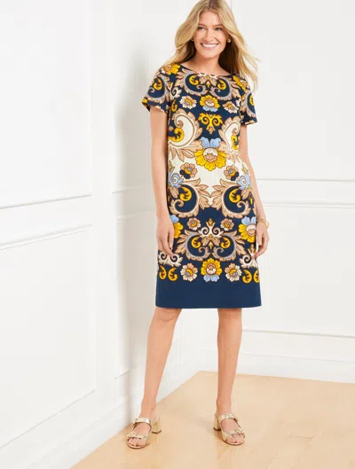 Talbots Petite - Short Sleeve Sheath Dress - Delightful Blooms - Midnight Sky - 4