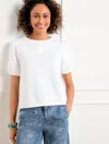 Talbots Plus Size - Short Sleeve Terry Sweatshirt - White - 1x  In White