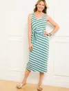 Talbots Plus Size - Side Tie Knit Midi Dress - Ice Cream Stripe - Olive Grove - 3x  In Olive Grove