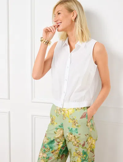 Talbots Petite - Sleeveless Poplin Short Shirt - White - 2xs - 100% Cotton