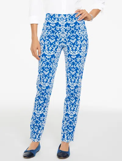 Talbots Petite - Slim Ankle Cotton Bi-stretch Pants - Damask Swirls - Blueberry/ivory - 14