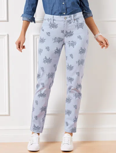 Talbots Petite - Slim Ankle Jeans - Floral Bunches - Curvy Fit - Blue - 10