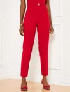 Talbots Petite - Slim Ankle Luxe Double Cloth Pants - Red - 14  In Red